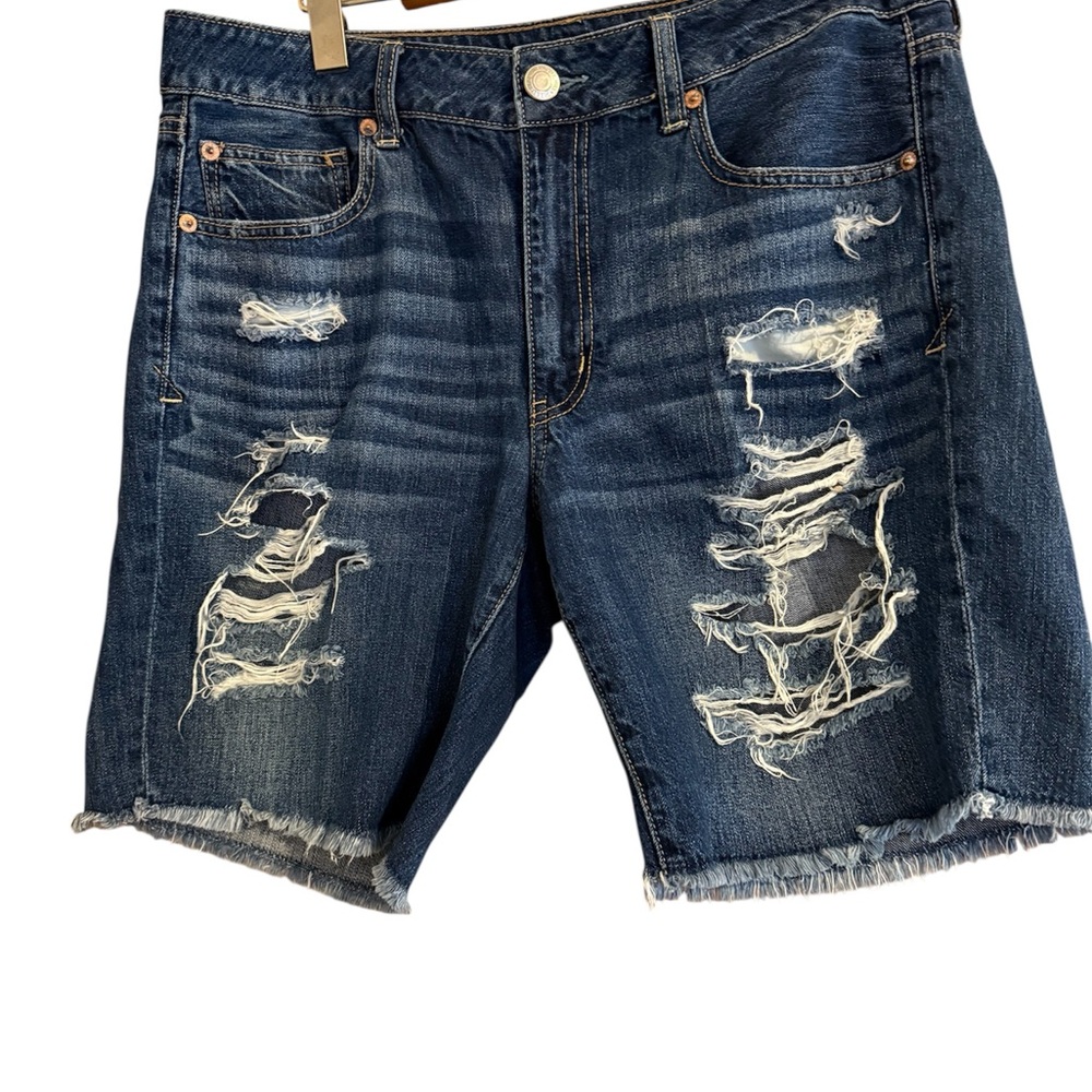 American Eagle Outfitters Blue Denim with Brown Patch